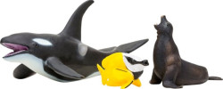 Фигурки игрушки серии Мир морских животных Кит, рыбка-молот, манта, морской леопард, дайвер