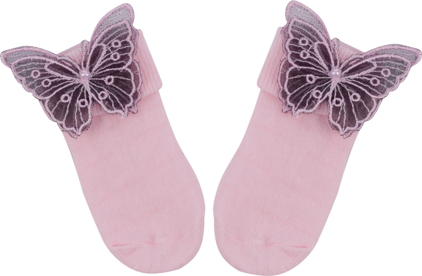 Повязка на голову и носочки Little Star Черно-Розовая бабочка розовый 6-12 месяцев