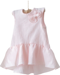 Платье KiDi kids без рукавов, с воланом, розовое, размер 26, рост 80-86 см