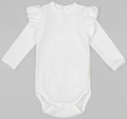 Боди детское с длинным рукавом с рюшами AMAROBABY Fashion, молочный, р.62