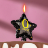 Свеча Страна Карнавалия в торт на шпажке воздушный шарик звезда цифра 0, 11х5 см, черная с золотом