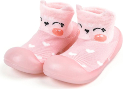 Ботиночки носочки детские Amarobaby First Step Animals розовые, с дышащей подошвой, размер 23